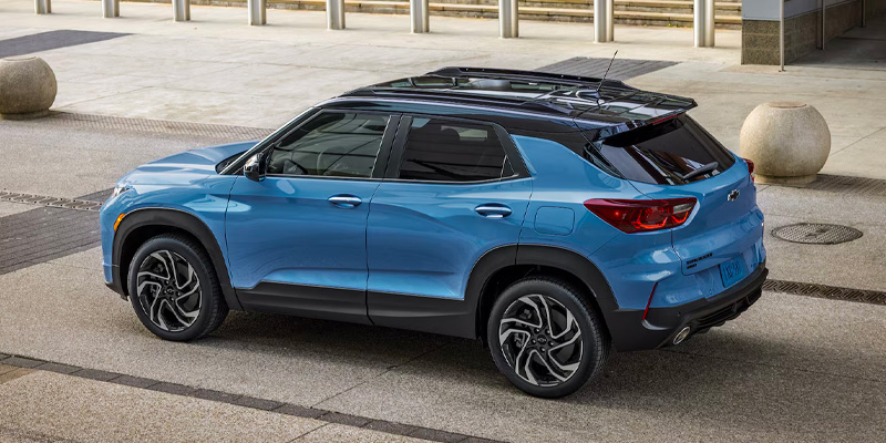 Blue 2026 Chevy Trailblazer driving in Park Hills, MO